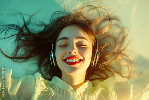 portrait of a woman listening to music 