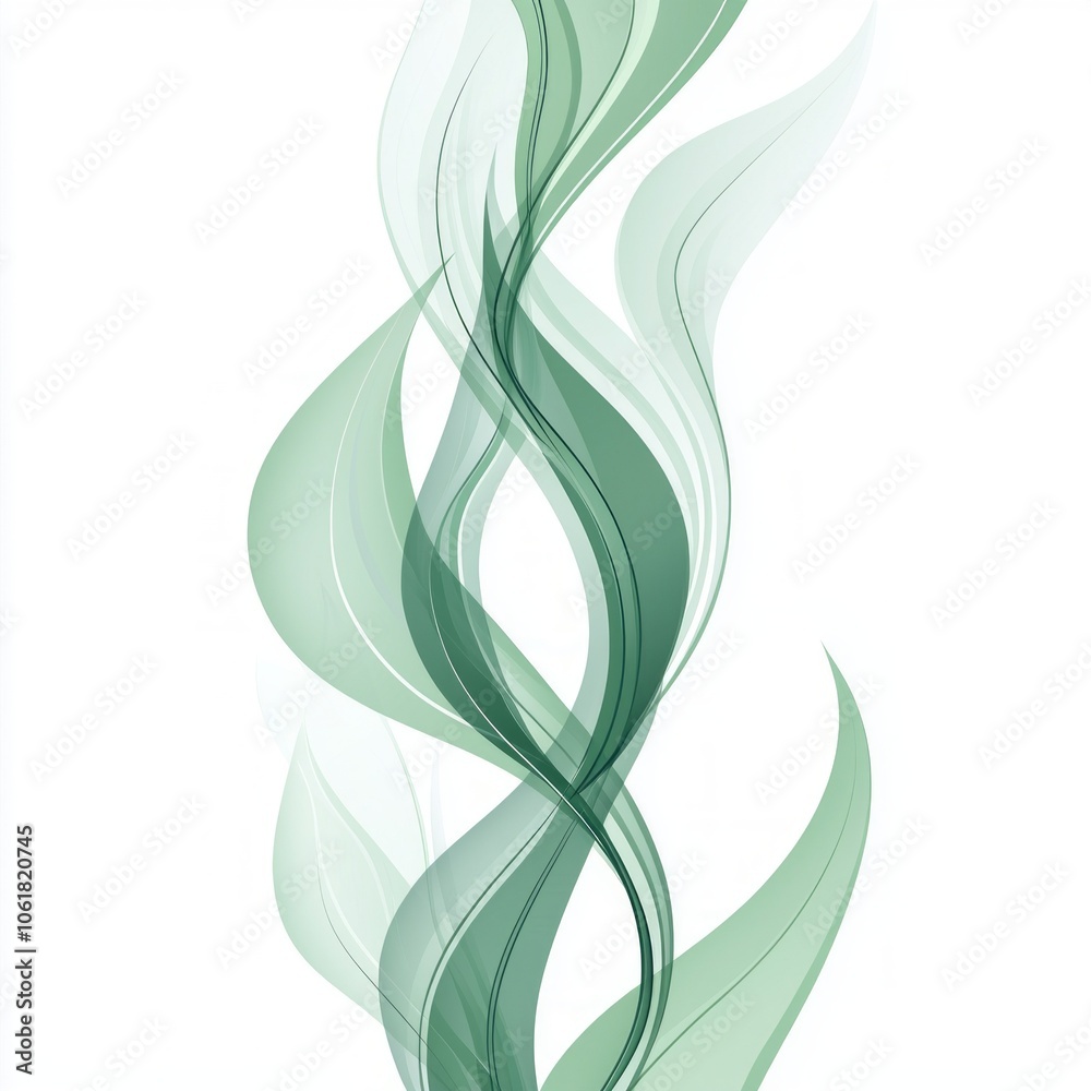 Dark green seaweed strands flow wavy patterns white background creating stylish and minimalist design emphasizes natural beauty. Dark green seaweed strands flow wavy patterns white background creating stylish and minimalist design emphasizes natural beauty.