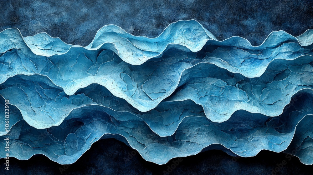 Abstract representation of layered waves in shades of blue, evoking a sense of movement. Abstract representation of layered waves in shades of blue, evoking a sense of movement.