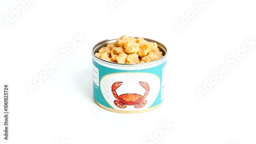 Crab Meat Tin on White Background photo