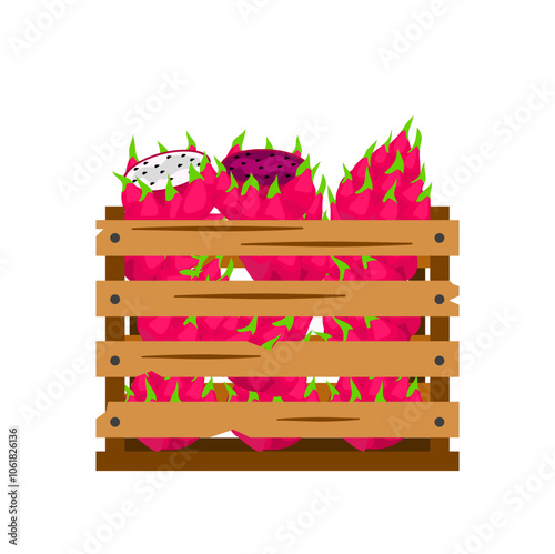 Dragon Fruits in Wooden Box