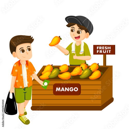 Mango Fruit Market Illustration