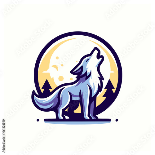 A noble wolf howling at the full moon