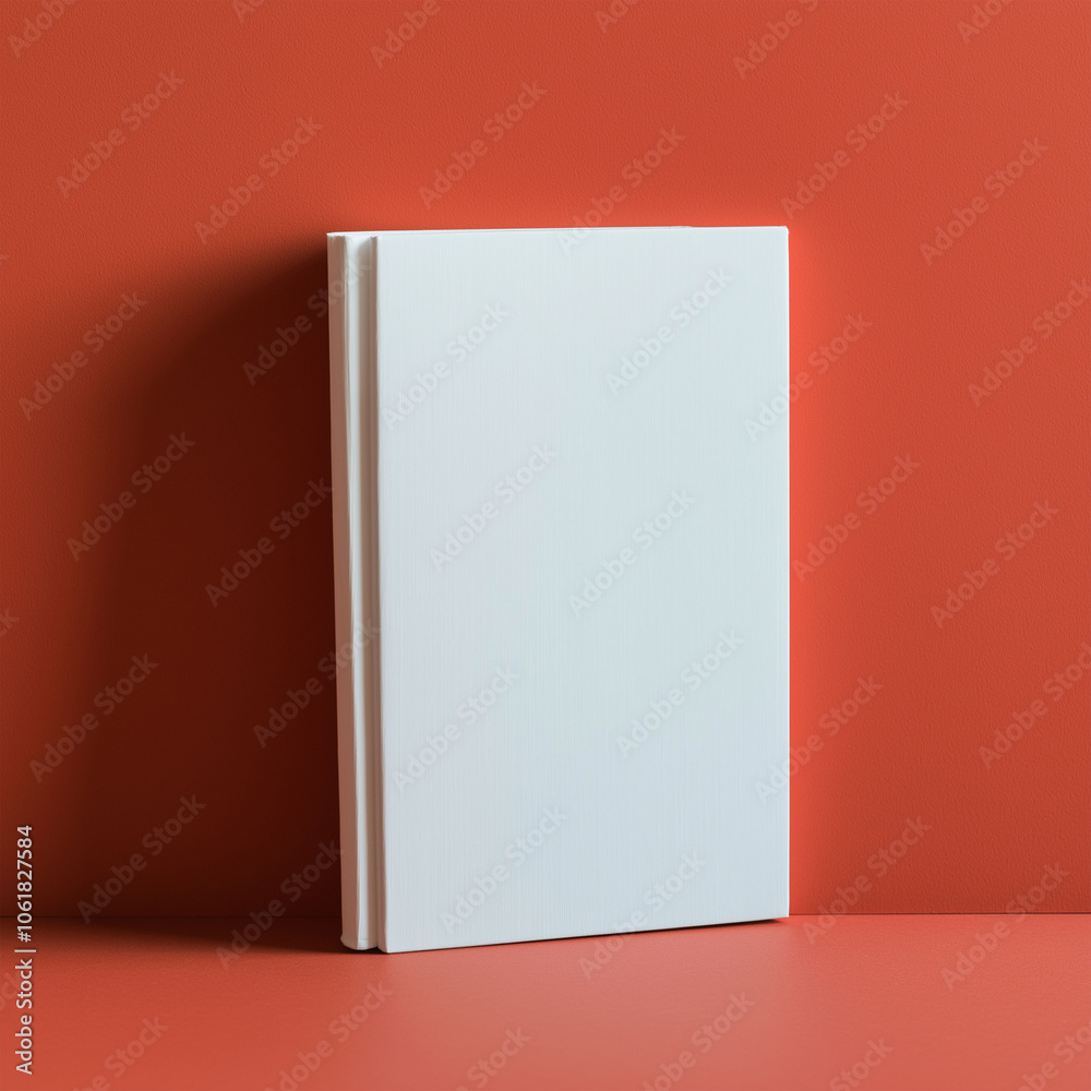 a mockup with a blank white book cover against a peach colored background a mockup with a blank white book cover against a peach colored background