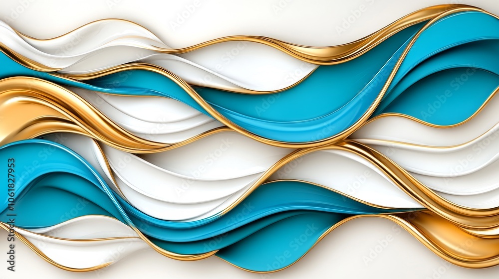 Obraz premium Abstract Gold White Blue Wave Pattern Background Design
