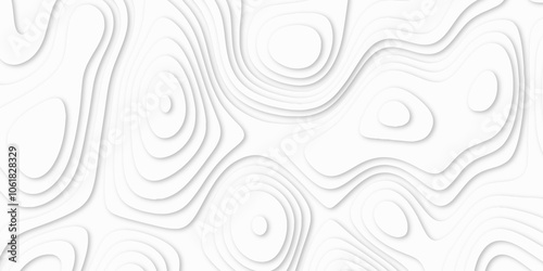 Abstract luxury white modern 3d papercut background. Minimal abstract vector wave carve diamond topography line circle creative topography map circle and wave line smooth multilayer pattern. papercut.
