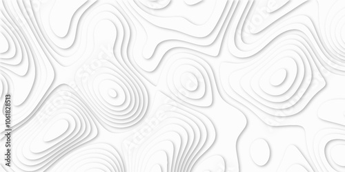 Abstract luxury white modern 3d papercut background. Minimal abstract vector wave carve diamond topography line circle creative topography map circle and wave line smooth multilayer pattern. papercut.