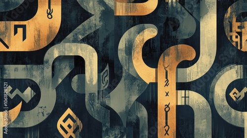 abstract runic patterns in muted tones, representing Viking heritage and mystique