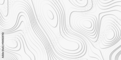 Abstract luxury white modern 3d papercut background. Minimal abstract vector wave carve diamond topography line circle creative topography map circle and wave line smooth multilayer pattern. papercut.
