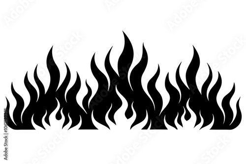 Border fire flame silhouette vector illustration.