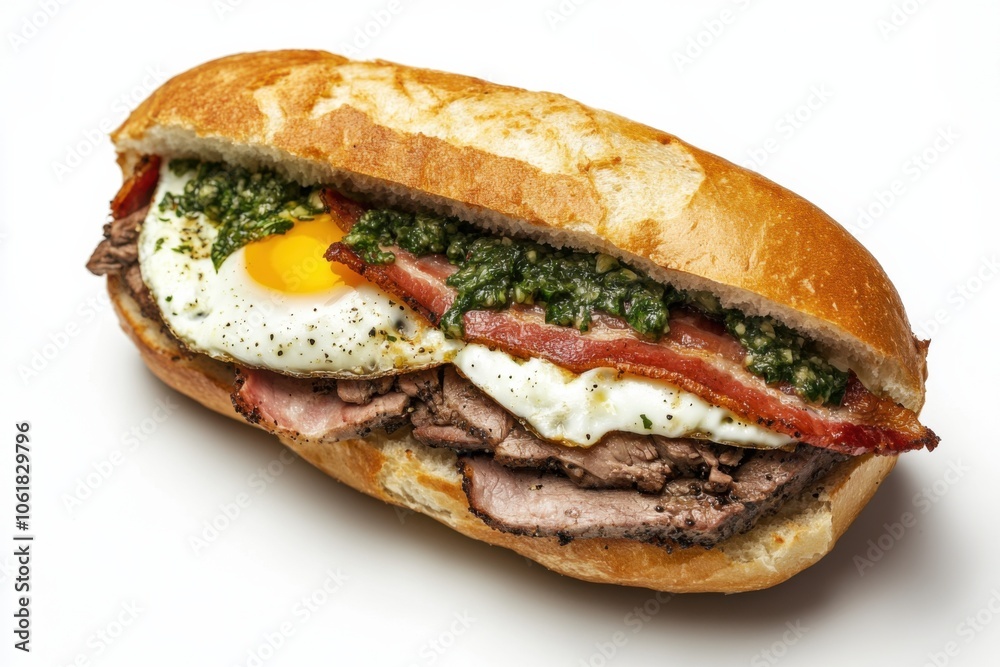 Hearty Uruguayan Beef Chivito Sandwich with Crispy Twists Hearty Uruguayan Beef Chivito Sandwich with Crispy Twists