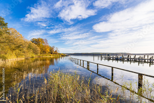 Steg und Baum am Plauer See in der Stadt Plau am See photo