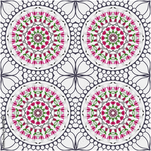 Retro Tile patterns (evil eye pattern) Modern Ceramics - Wallpaper - Digital printing - textile products.( Textured paper effect applied)