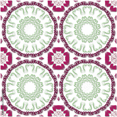 Retro Tile patterns (evil eye pattern) Modern Ceramics - Wallpaper - Digital printing - textile products.( Textured paper effect applied)