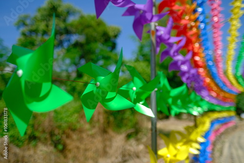 Outdoor colorful rainbow windmill pinwheel 