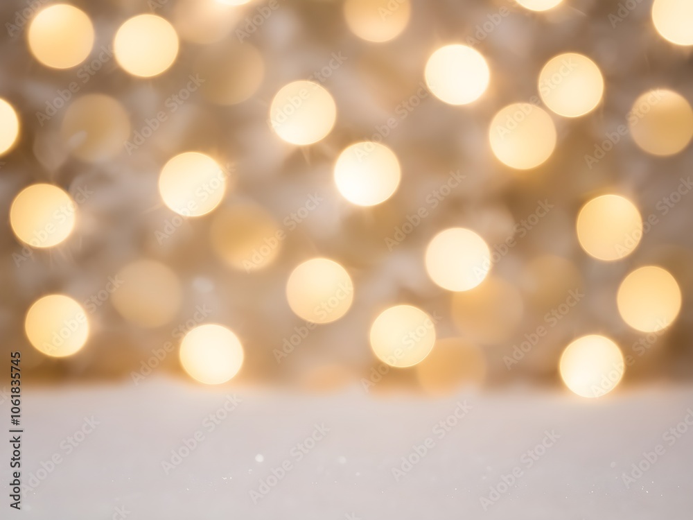 Fototapeta premium Warm Festive Background of Shimmering Bokeh Lights and Snowflakes