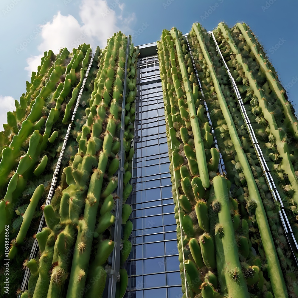 Obraz premium Cactus and Succulent Biomimicry Structures Generative AI
