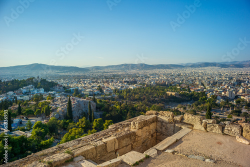 view from the acropolis to the town of athens, greece