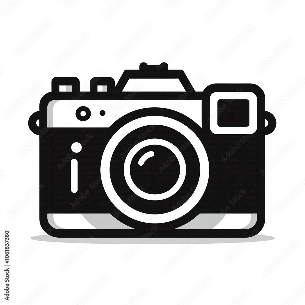 Minimalist Black and White Camera Vector Icon Minimalist Black and White Camera Vector Icon