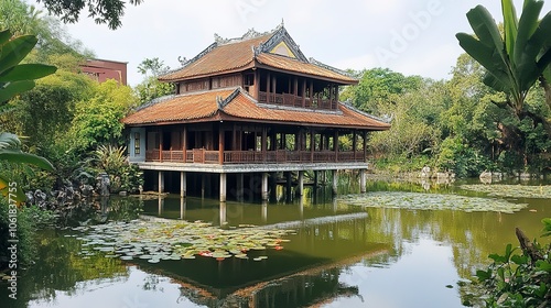 A traditional Vietnamese stilt house.