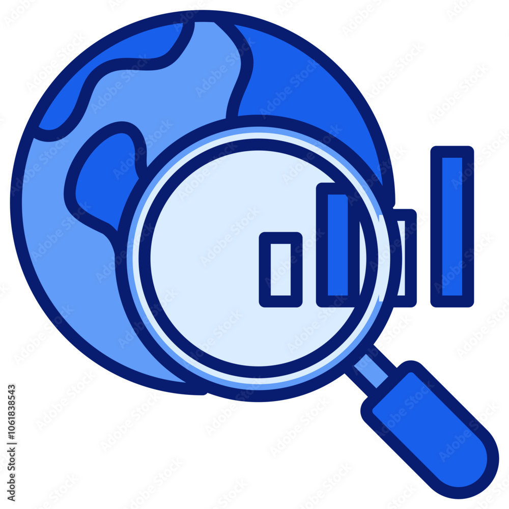 Global Research Icon Blue Color Icon Global Research Icon Blue Color Icon