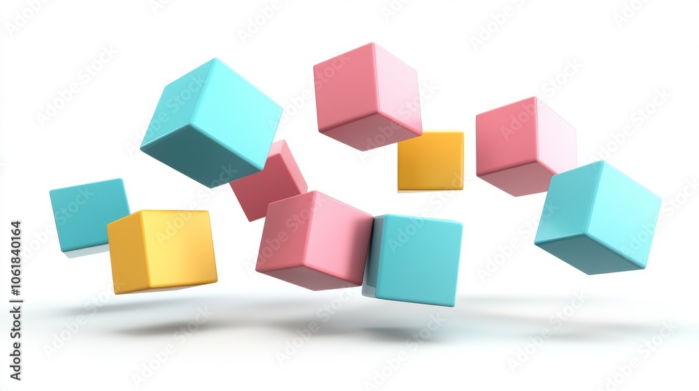 Colorful Cubes Floating in Air Abstract 3D Design Colorful Cubes Floating in Air Abstract 3D Design