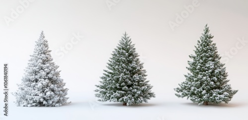 A set of four Christmas trees with lights and ornaments. Happy New Year.