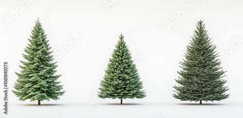 A set of four Christmas trees with lights and ornaments. Happy New Year.