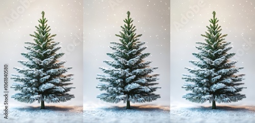 A set of four Christmas trees with lights and ornaments. Happy New Year.