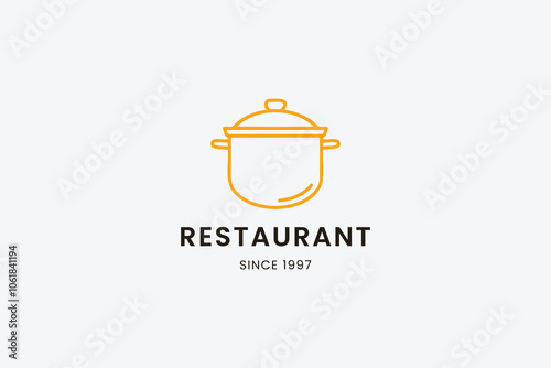 Simple restaurant logo featuring a cooking pot and establishment year