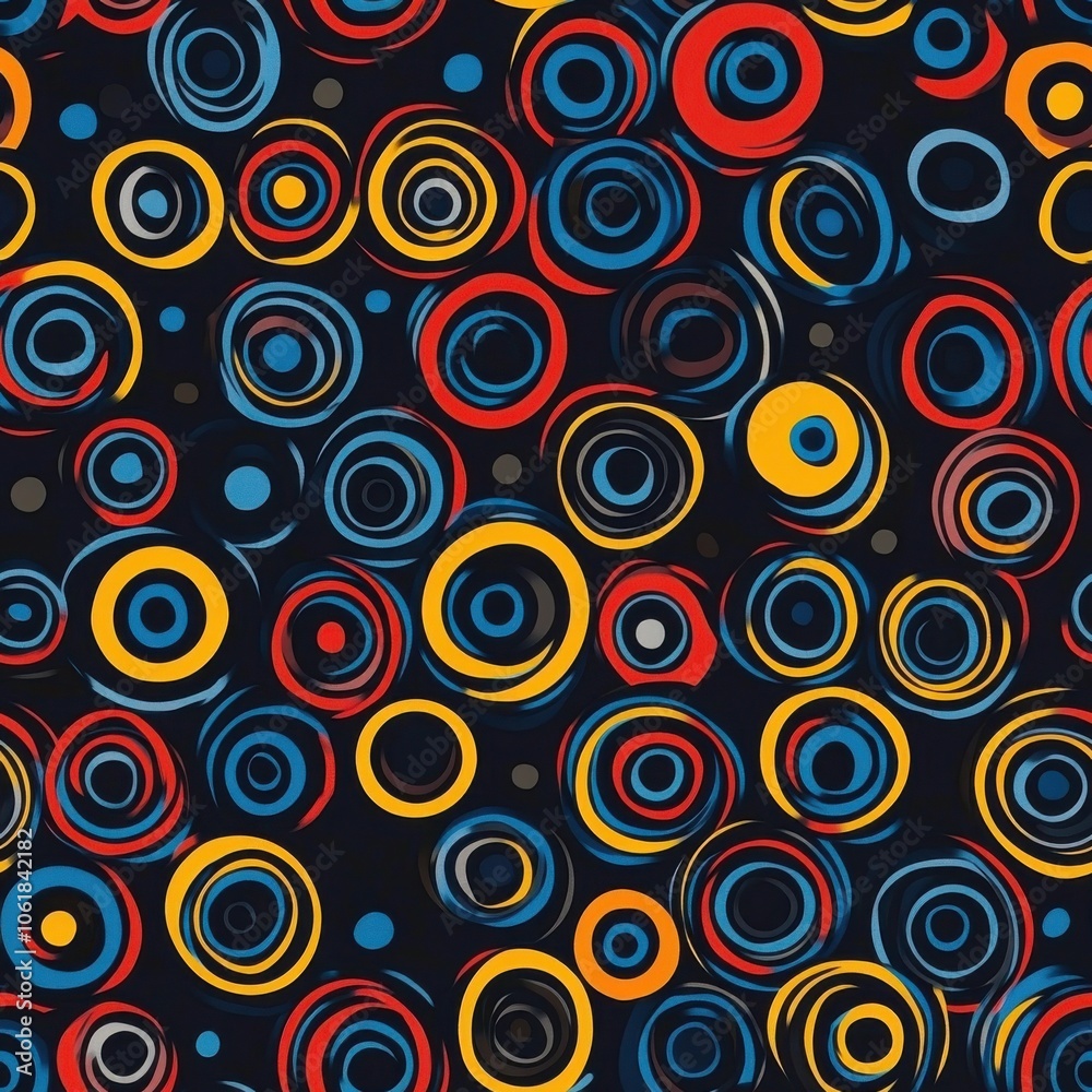 A vibrant display of colorful concentric circles on a dark background creates an eye-catching pattern suitable for various designs A vibrant display of colorful concentric circles on a dark background creates an eye-catching pattern suitable for various designs