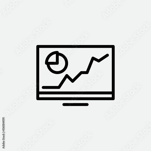 Business chart on screen icon vector
