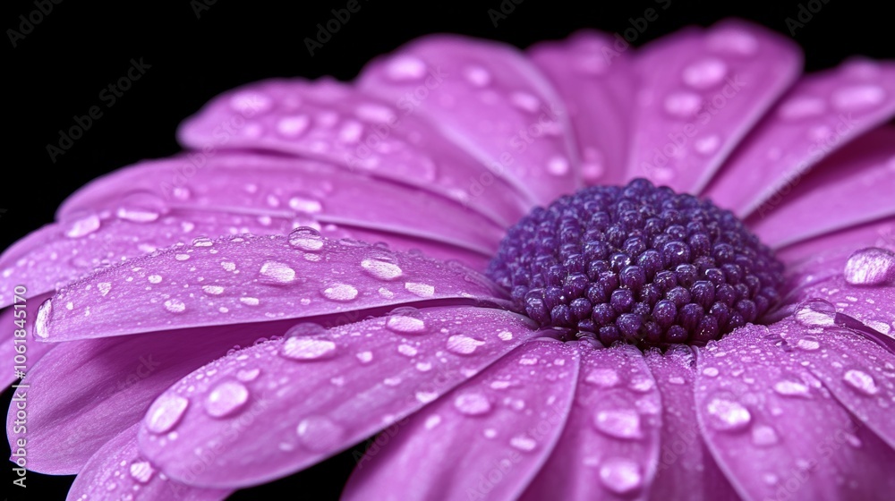 Purple Flower with Dew Drops Macro Photography Purple Flower with Dew Drops Macro Photography