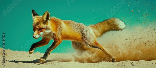 Red Fox Running in the Desert photo