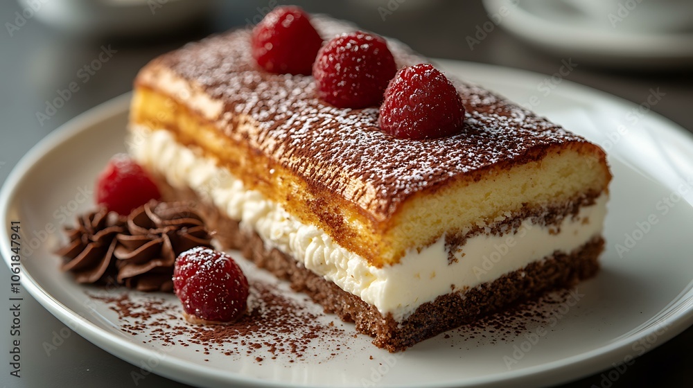 Mocha-flavored Swiss roll cake with a soft cream filling, displayed on a white plate Mocha-flavored Swiss roll cake with a soft cream filling, displayed on a white plate
