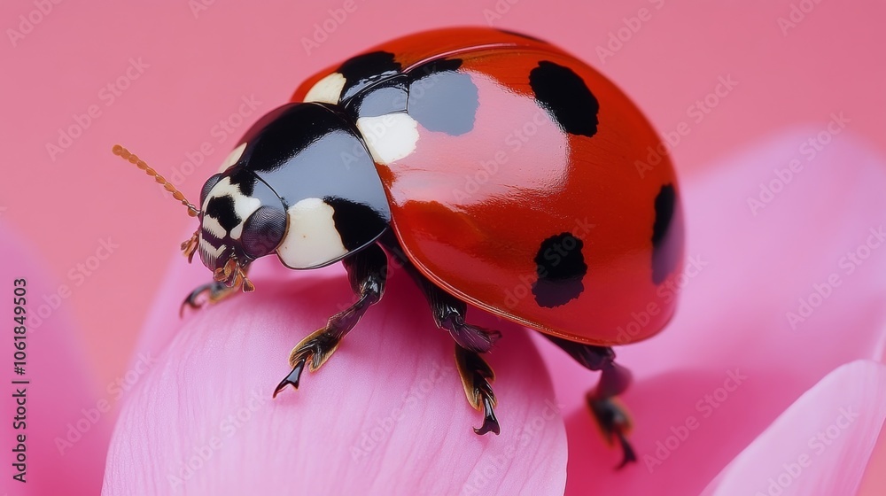 Closeup of Ladybug on Pink Flower Petal Springtime Insect Macro Photography Closeup of Ladybug on Pink Flower Petal Springtime Insect Macro Photography