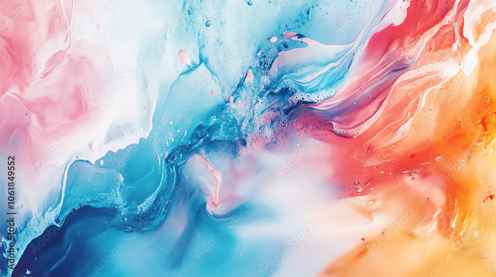 Fototapeta premium Abstract colorful swirl design with vibrant blue, pink, and orange hues flowing together beautifully.