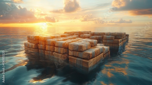 Illegal Drugs Trafficked at Sea During Sunset