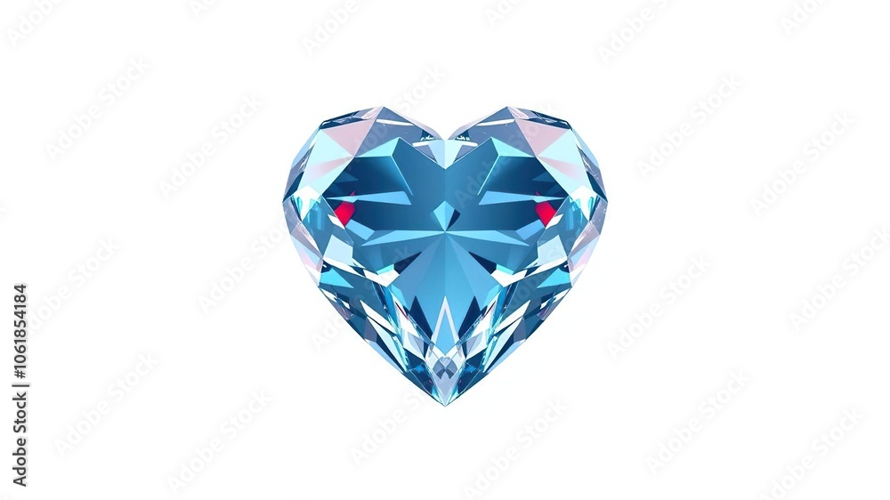 Fototapeta premium A sparkling diamond heart, isolated on a white background for easy editing in graphic design projects, sparkly, romance