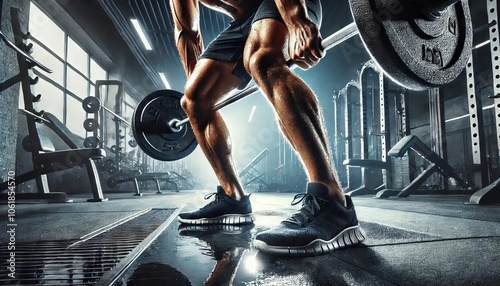 Weightlifting in a Modern Gym: Focus on Muscular Legs and Intensity