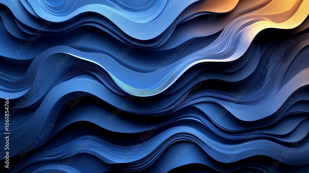 Abstract wave design with flowing lines in blue and orange tones. Abstract wave design with flowing lines in blue and orange tones.