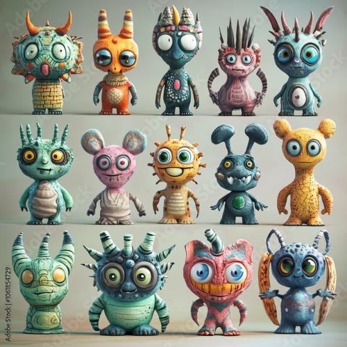 Colorful Abstract Cartoon Characters Collection photo