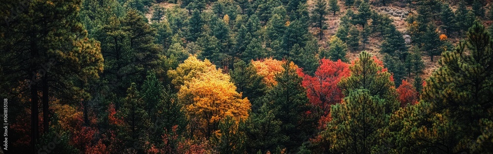A vibrant autumn landscape showcasing the colorful foliage in the Los Alamos forest during the fall season A vibrant autumn landscape showcasing the colorful foliage in the Los Alamos forest during the fall season