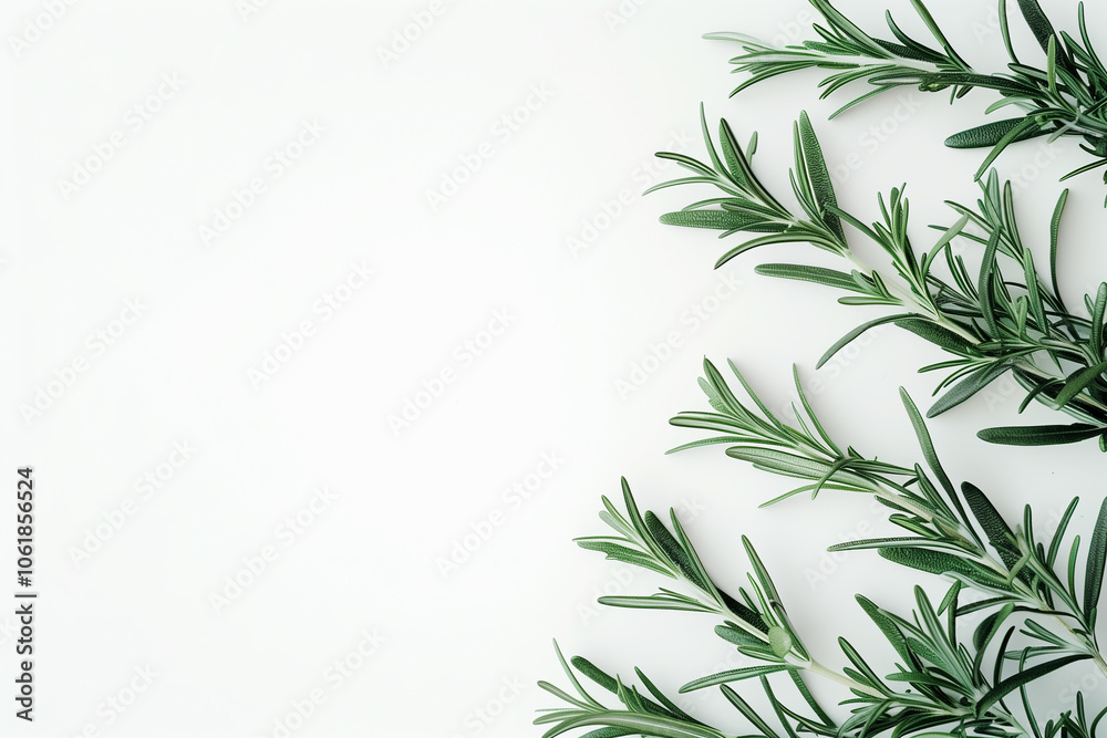 Rosemary on white background, Copy Space Rosemary on white background, Copy Space