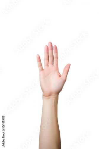 Woman hand gesture finger white background gesturing.