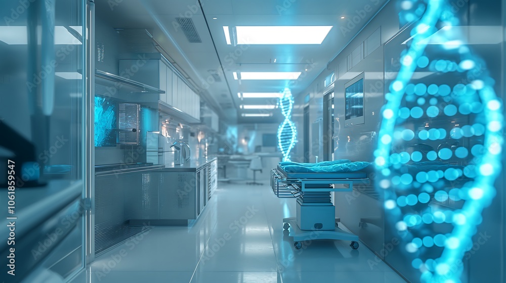 Obraz premium A DNA synthesis lab creating custom genetic sequence for research purposes.