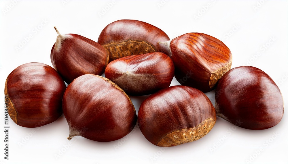 Heap of Chestnuts top view isolate on transparency background Heap of Chestnuts top view isolate on transparency background