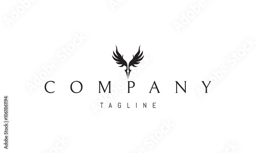 Vector logo with an abstract image of an ink pen with wings.