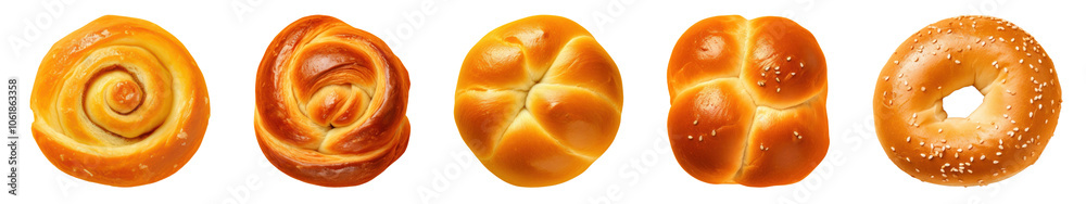 Baked bread food png cut out element set