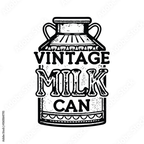 Design a logo for an old-fashioned milk can, featuring a stylized vintage illustration of a cow.